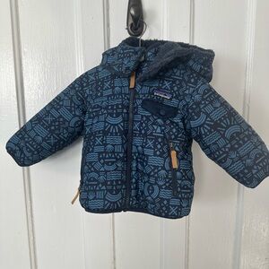 Patagonia Reversible Tribbles Blue Patterned Baby Jacket